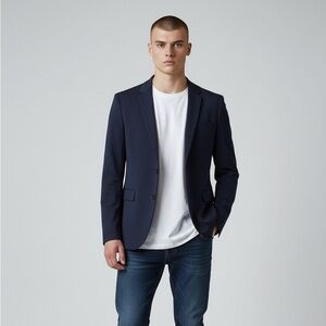 Topman Men’s Size 34R Navy Blue One Button Suit Blazer